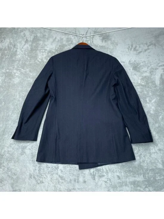 Vtg Polo By Ralph Lauren Men's 42R Double-Breasted Navy Pinstripe Suit JCK113 - Picture 6 of 16